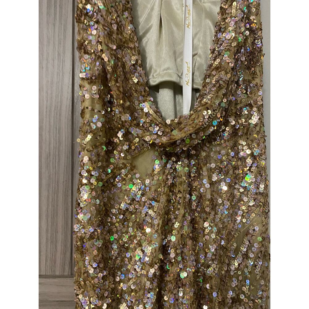 NEW Mac Duggal size 10 style 3434A sequin gold gown - Picture 10 of 13